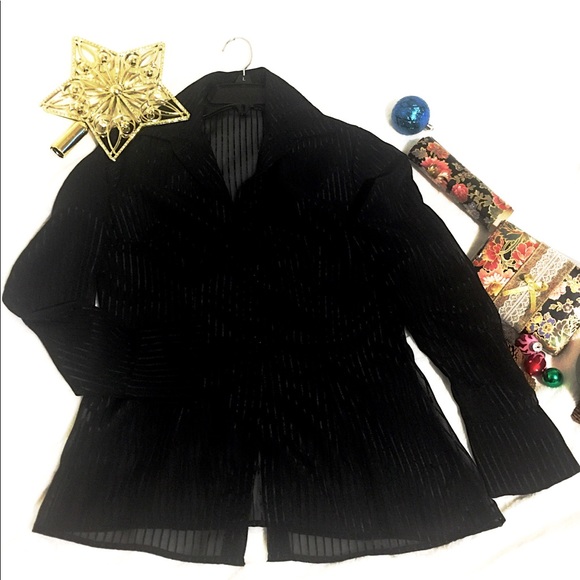 Express Chic Black Sheer Pinstripes Button⬇️Blouse - Picture 2 of 11